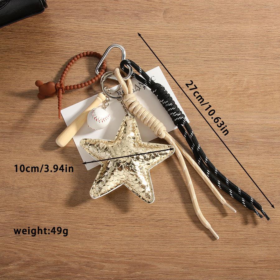 Versatile fashion PU big star baseball woven rope style bag pendant lanyard creative mobile phone pendant