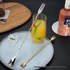 304 Stainless Steel Dual-Ended Bar Spoon and Fork for Stirring Cocktails and Milk Tea
