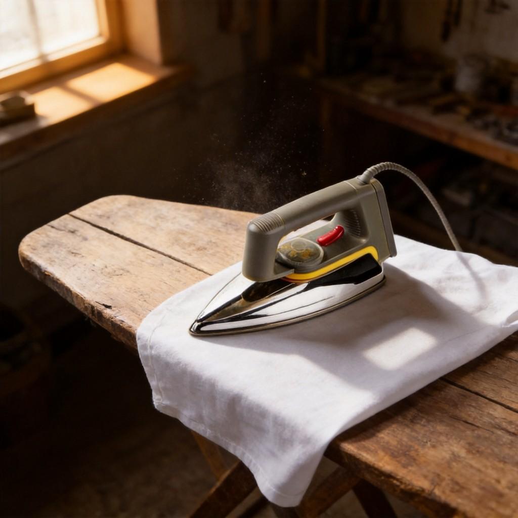 Oldfashioned Electric Clothes Iron With Mechanical Temperature Control For Household Tasks