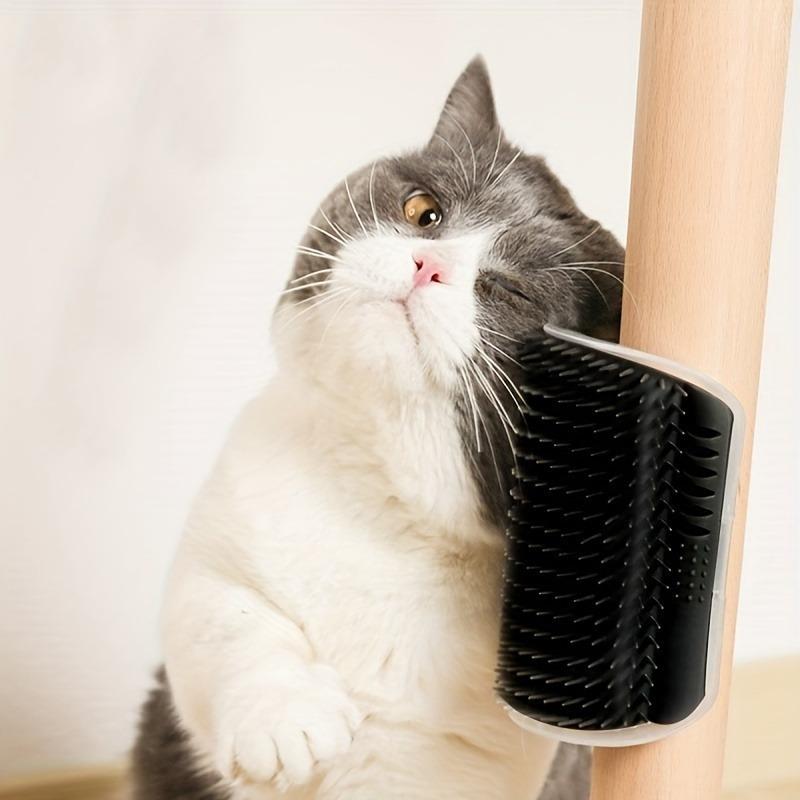 Cat Self-Grooming Corner Scratcher with Catnip Wall-Mounted Massage Toy for Cats