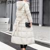 BITCED Winter Women's Cotton Coat - Extended Length, Thickened Long-Line Down-Filled Cotton Jacket