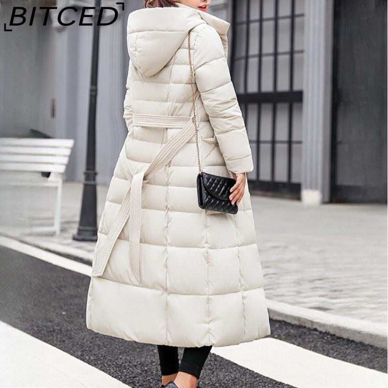 BITCED Winter Women's Cotton Coat - Extended Length, Thickened Long-Line Down-Filled Cotton Jacket
