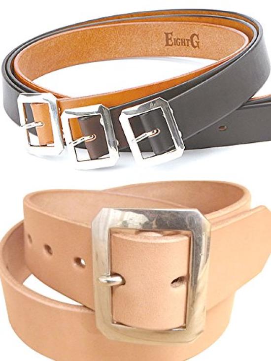Leather Belt Octagonal Buckle Tochigi Leather Belt Original Garrison Belt Tan [EIGHT-G] 8BT-01 (Nume) (40)