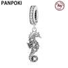 925 Silver Cute Seahorse Ocean Animal Pendants Bracelet Charms Fit Jewelry Party Beads DIY Exquisite Gifts Accessories