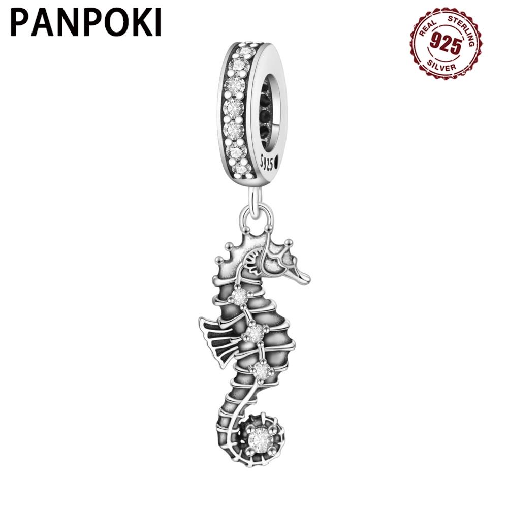 925 Silver Cute Seahorse Ocean Animal Pendants Bracelet Charms Fit Jewelry Party Beads DIY Exquisite Gifts Accessories