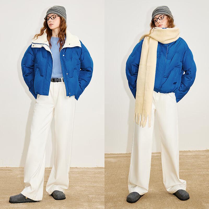 Chuyu Women's Knitted Lapel Puffy Down Jacket