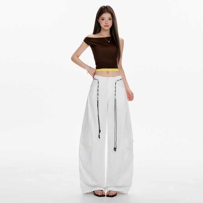 

Women s High-Waisted Vintage Wide-Leg Pants - Loose Fit, Casual Autumn Style S
