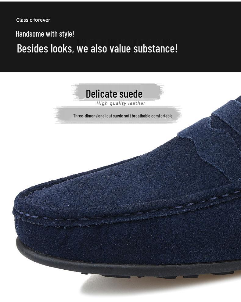 Men's Suede Slip-On Driving Shoes – Large Size, Casual British Style for Spring & Autumn