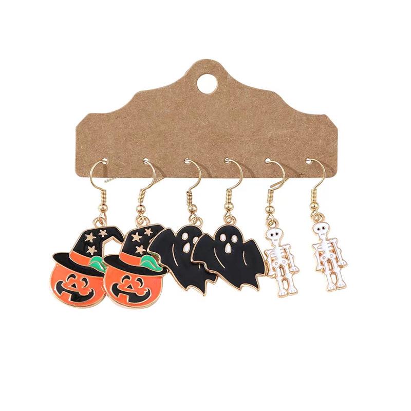 European-American Holiday Drip Oil Earrings Set: Christmas & Halloween Designs