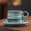 Grobes Töpferton Ofenwechsel Tasse und Untertasse Set Unregelmäßige Wabi-Sabi Keramiktasse für Kaffee Tee Hausbar Rustikale Wohnkultur Geschenk