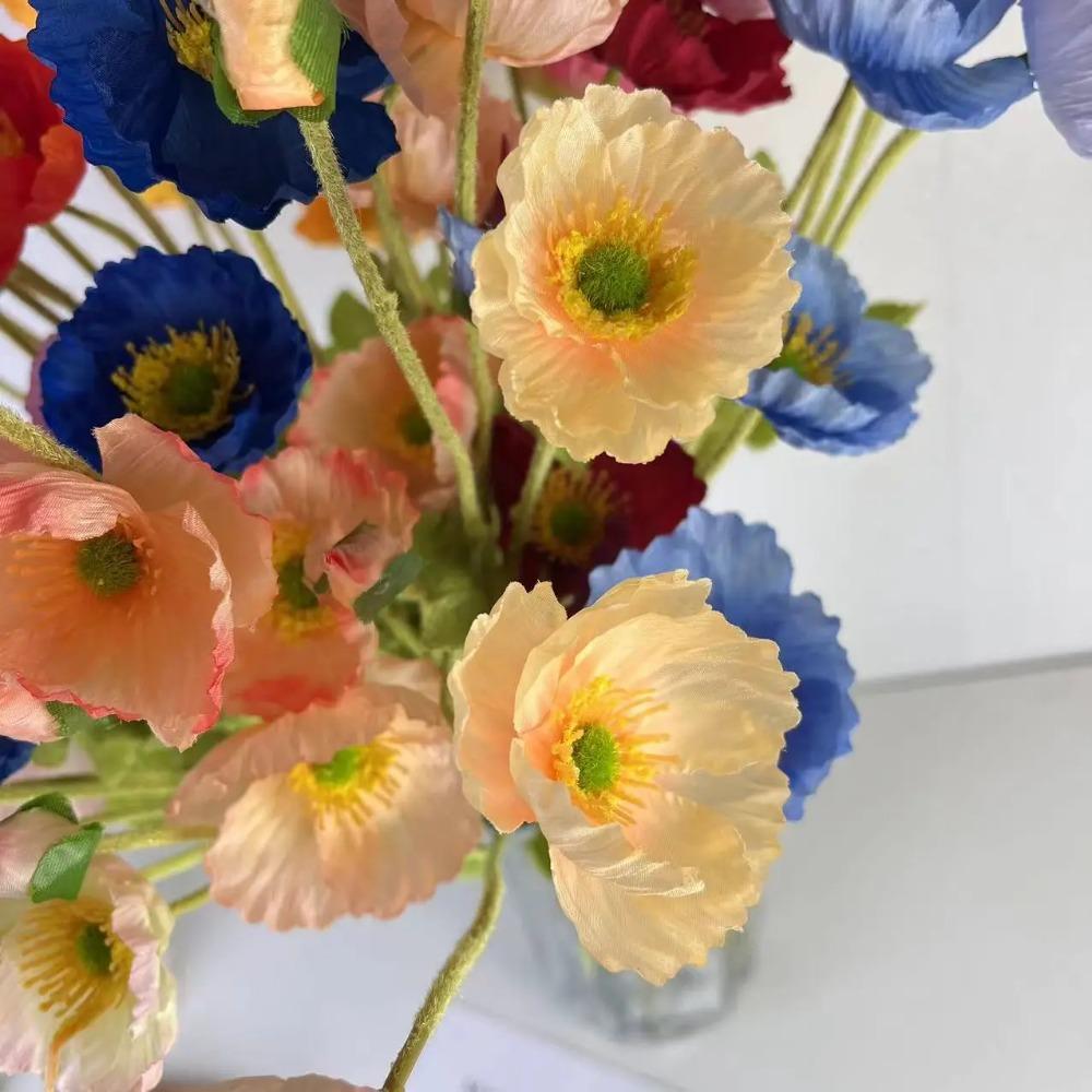 Artificial Poppy Flowers Bouquet Silk Fake Flowers For Home Decor Garden Marriage Party Wedding Decoration DIY Vase Accessories