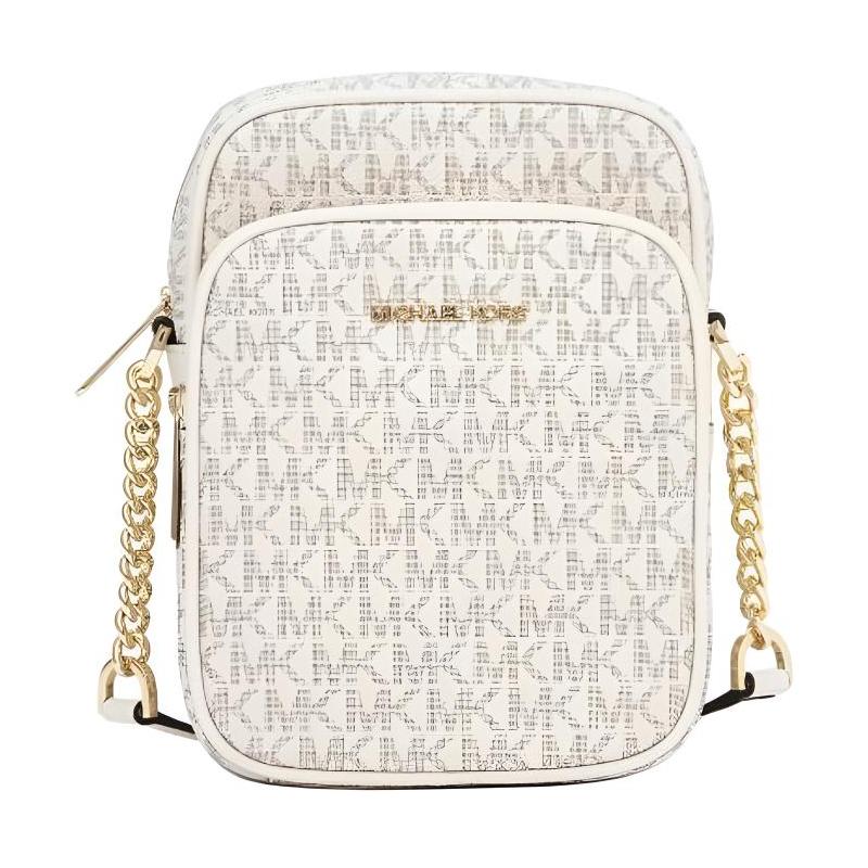 MICHAEL KORS Jet Set Travel Monogram Printed Design Coated Canvas Shoulder Bag Medium Women s Light Cream коричневый