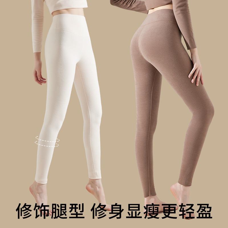 German fleece long johns women wear leggings inside the heat, winter new thickened wool pants fleece long johns suit thermal pants