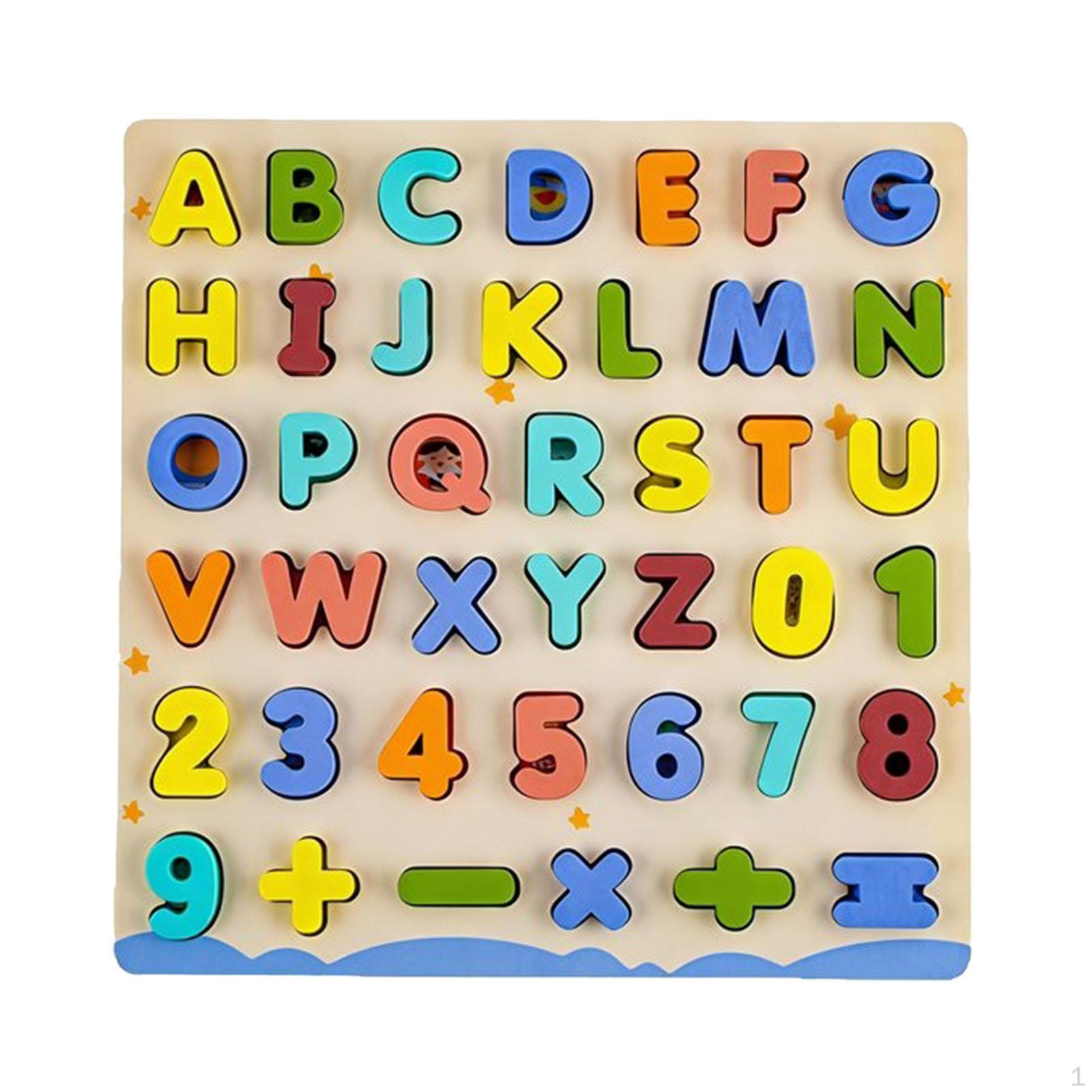 

Wooden Alphabet Number Puzzle Kids Learning Board,Colorful,Educational Letter and for