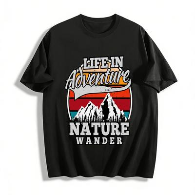 Vintage Life In Adventure Tee Nature Wander Mountain Print Casual Top Pure Cotton T-shirt