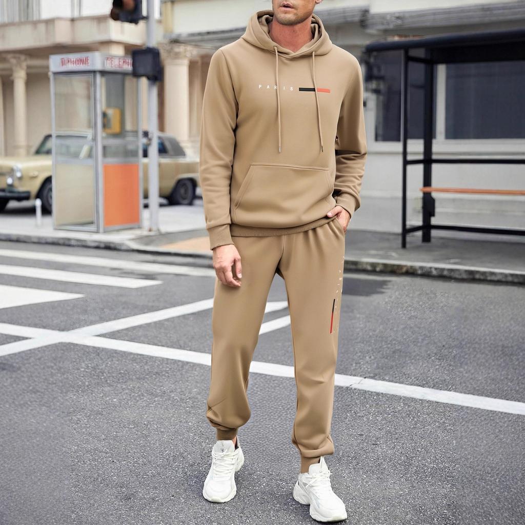 Men's Sweatshirt Suit Men's Solid Color Casual Sports Suit Sweatshirt Suit