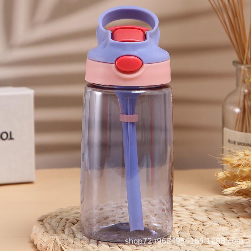 Children's straw cup, outdoor anti drop plastic water cup, large capacity