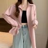 White Long-sleeved Shirt Top for Women with A Sense of Design In A Lazy Style Loose-fitting Slimming  Elegant Temperament Cardigan