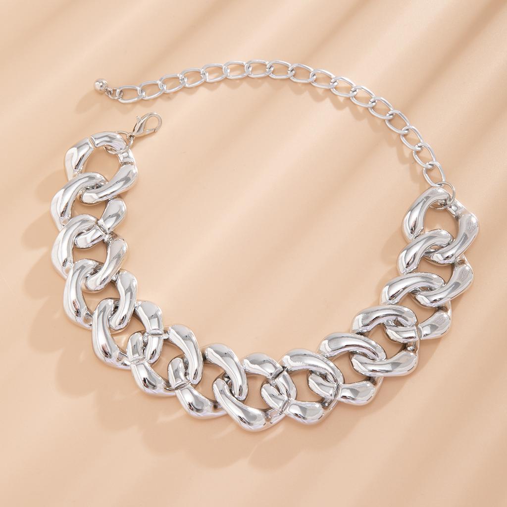 Punk Style Tide Cool Hip-hop Thick Chain Necklace Necklace Exaggerated Geometric Buckle Simple Necklace Jewellery