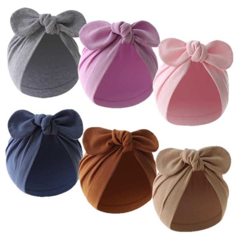 New fashion children's rabbit ear bow multi-color soft baby fetal hat baby spring and autumn hat
