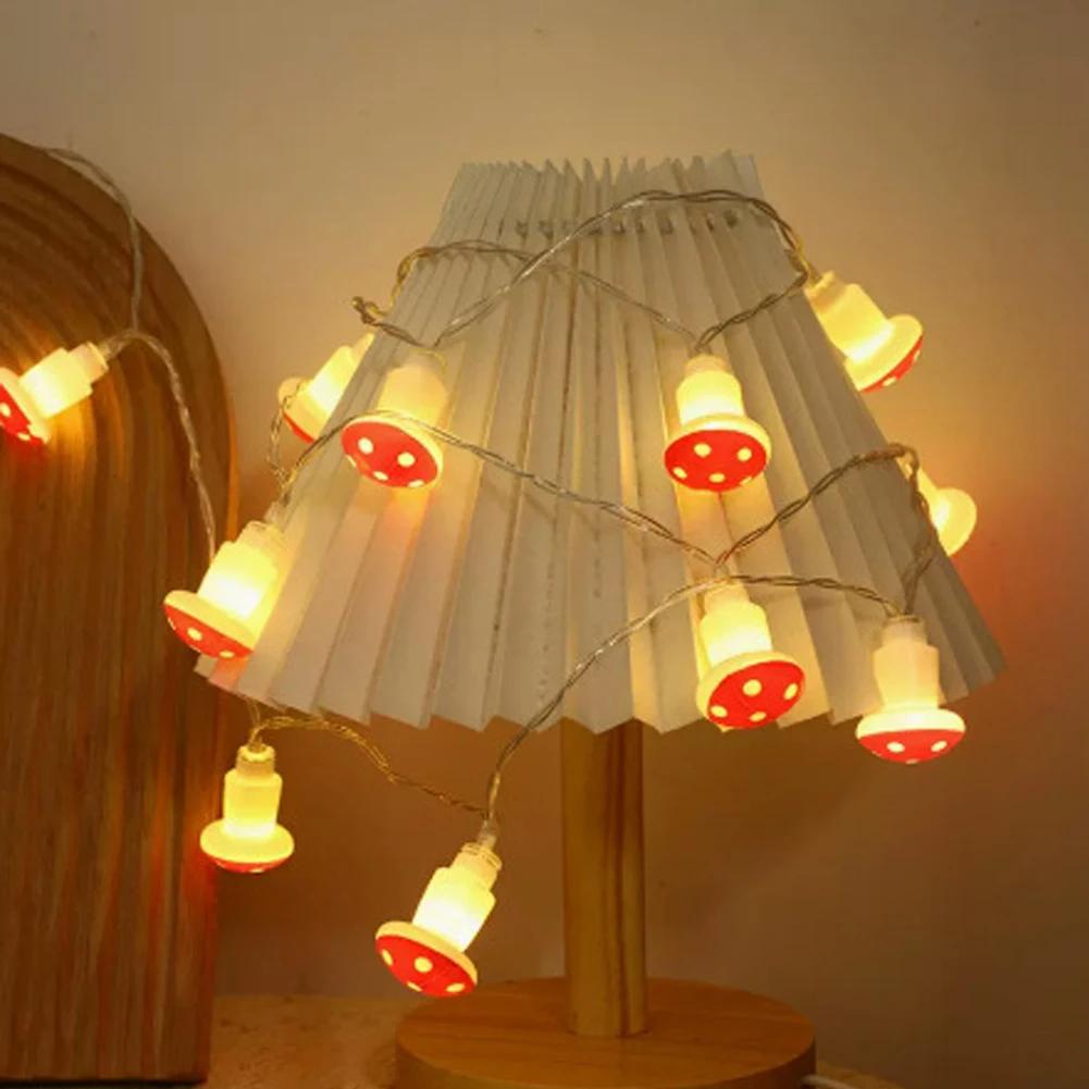 LED Garland String Lights USB Battery Powered Warm White Waterproof Mushroom Fairy Lights For Holiday Christmas Party Decoration