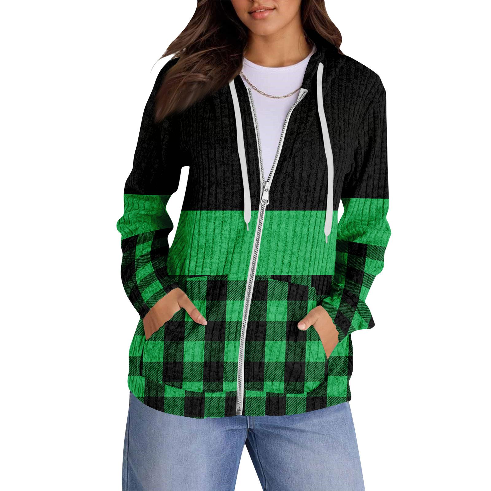 

Толстовки с капюшоном для женщин, модные топы, повседневная осенняя мода, свитшот с длинным рукавом и карманами, легкий пуловер XL зелёный