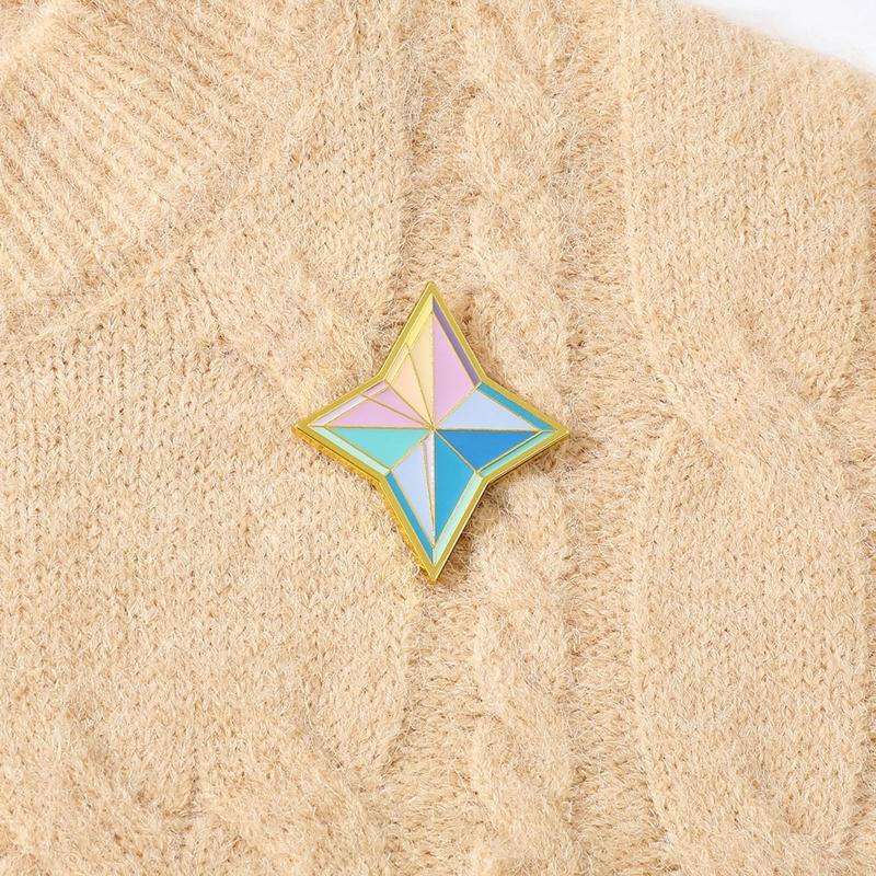 Spill Genshin Impact Primogem Brosje Emalje Mote Dame Dress Bag Lapel Geometrisk Form Badge Brosje for Creative Jewe