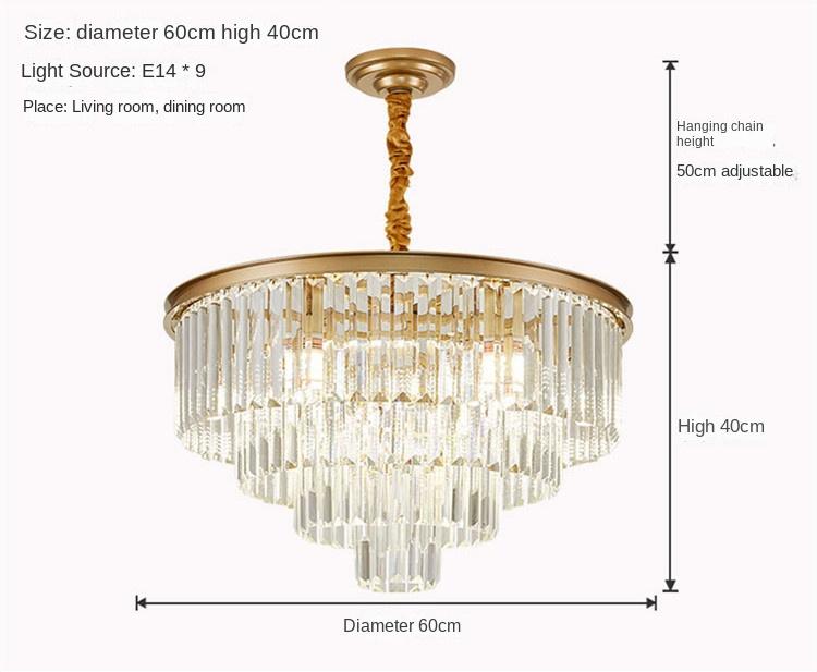 Modern Living Room Crystal Chandelier Bedroom Crystal Chandeliers Ceiling Light Round Crystal Dining Room Lamp D60cm 23.62in E14