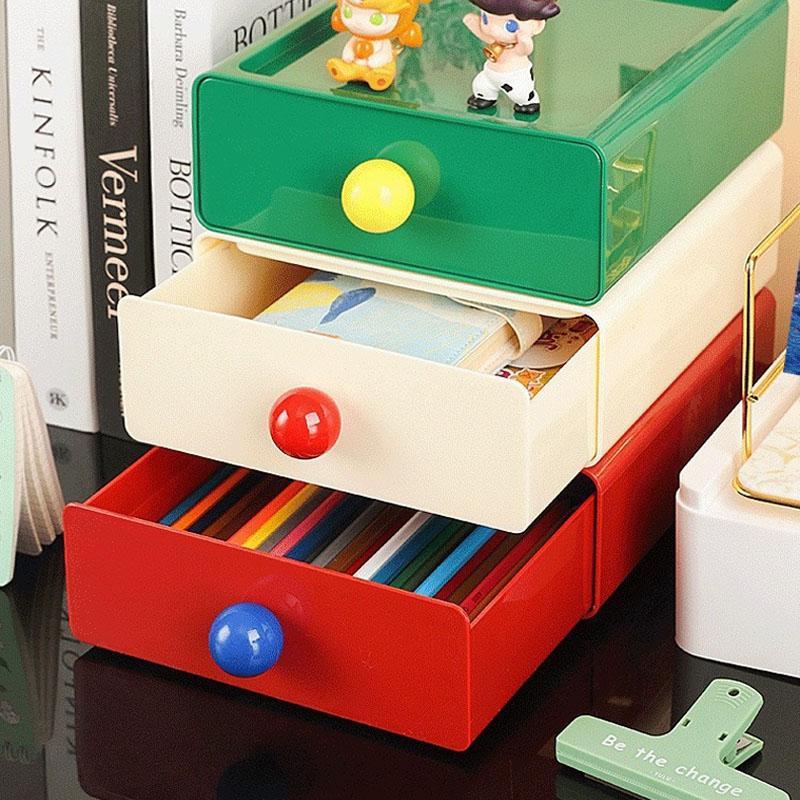 Multi-functional Desktop Drawer Storage Boxes Colorful Dopamine Stationery Cosmetics Sundry Box Home Desk Stackable Organizer