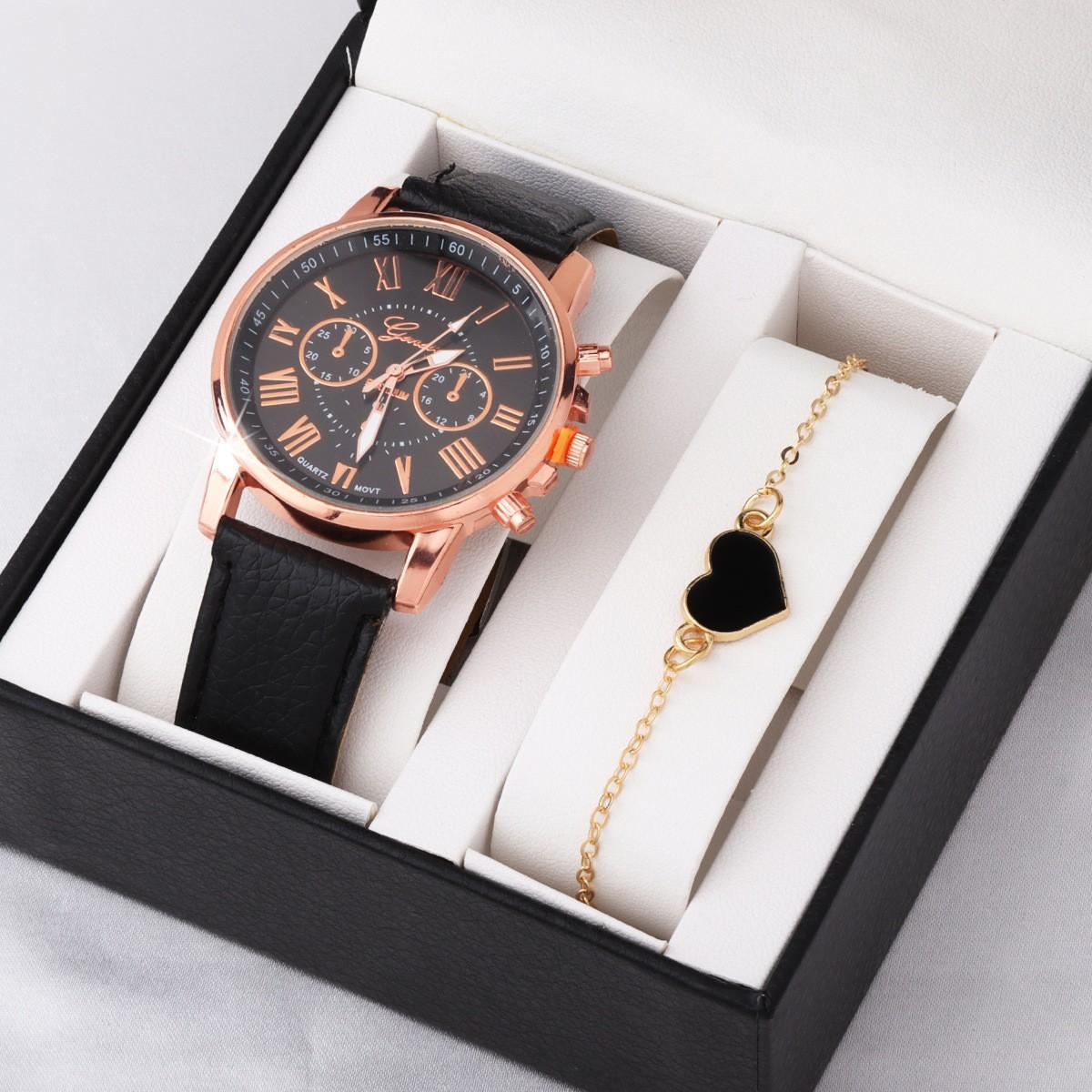 Classic Double-Sided Color Plate Women S Simple Watch Belt Versatile Love Adjustment Bracelet Gift Package