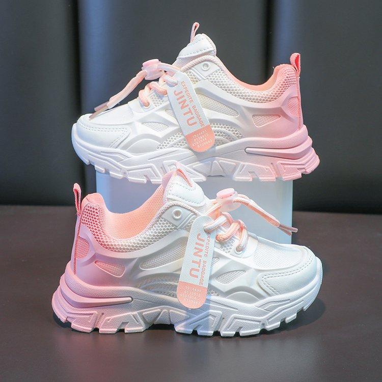 

Korean Spring Gradient Sports Shoes for Kids Comfort Running Sneakers Toddler Boys Girls Casual size 26 розовый