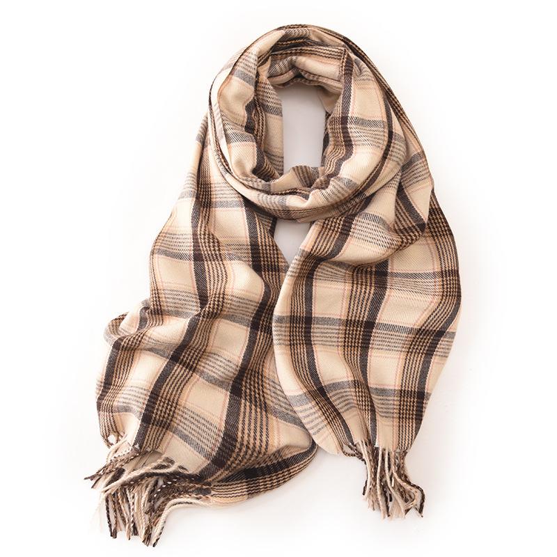 Autumn and winter imitation cashmere plaid scarf men and women 232025 new warm fringed scarf shawl scarf