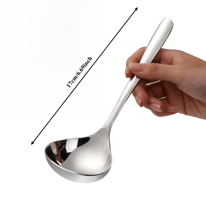 1PCS Stainless Steel Soup Spoon Ergonomic Handle Deep Bowl Design Kitchen Utensil for Home Cooking