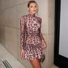 Women's Autumn New Fashion Printed Spice Girl Slim Leopard Print Long Sleeve Dress