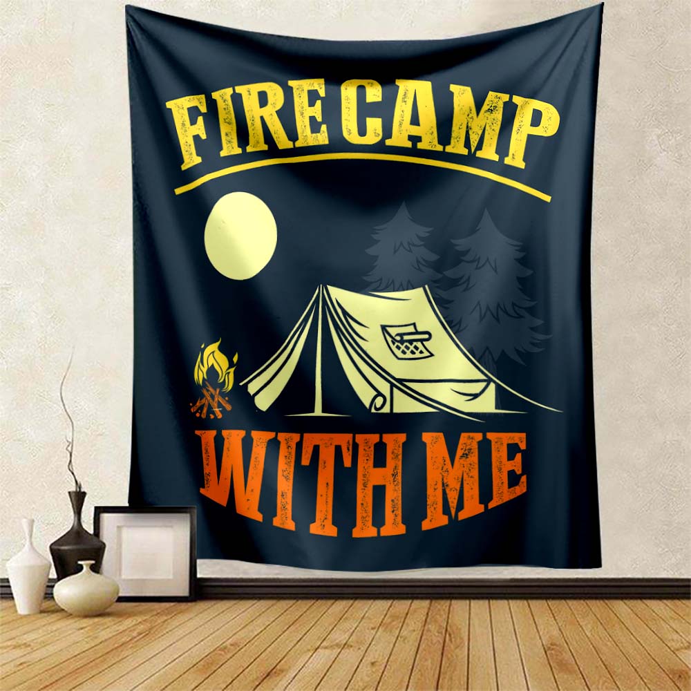 Camping Tapestry Camper Outing Accessories Fun Kids Room Club Man Cave Home Bedroom Wall Decor Backdrop