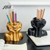 Abstract Face Design Plastic Pen Holder Creative Sculpture Large Capacity Art Supplies Organizer Desktop for Pens Erasers Crayons Markers Makeup Brush