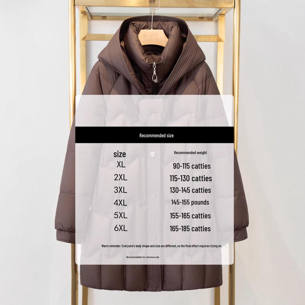 Stylish Temperament Down Jacket: Thickened Mid-Length Winter Coat for Middle-Aged & Elderly Women