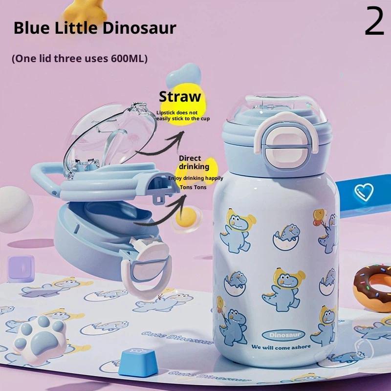

Детская термокружка из нержавеющей стали, милый стаканчик с трубочкой, портативный чайник, простой дизайн, бутылка для воды из стали 304 для детей