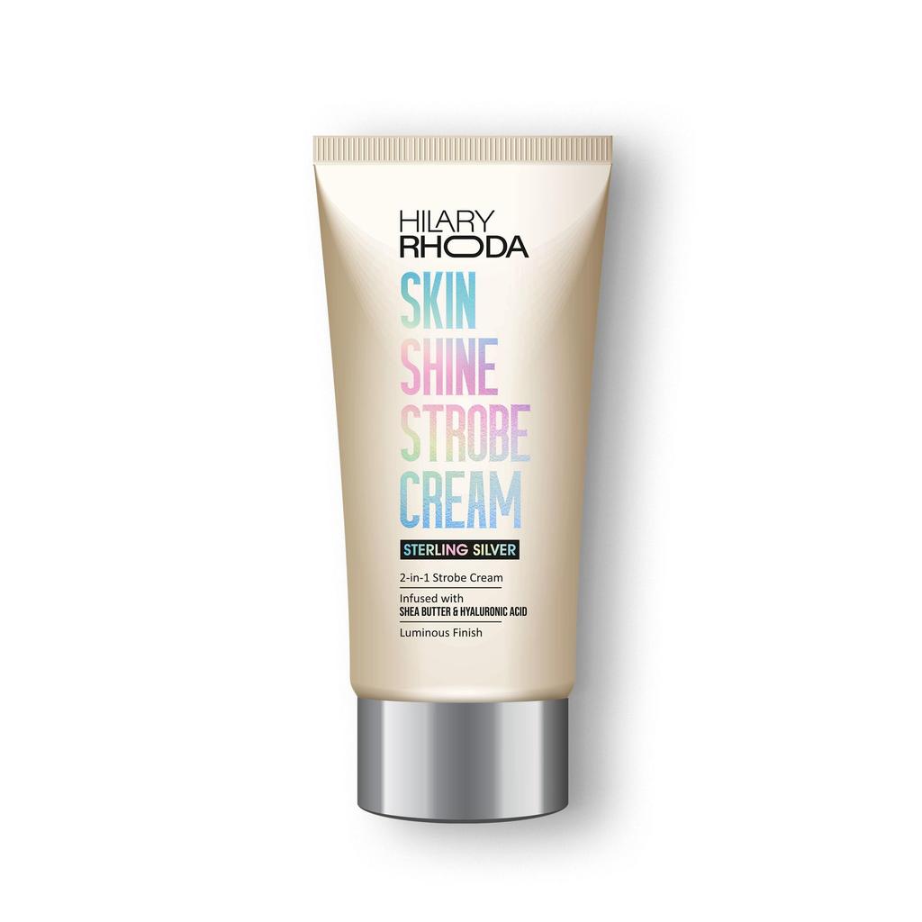 Hilary Rhoda Skin Shine Strobe Cream | Stříbrná | Podkladová báze + Rozjasňovač + Hydratační krém | Rozjasnění pleti | Lehká | Hydratační složení | Bambucké máslo &