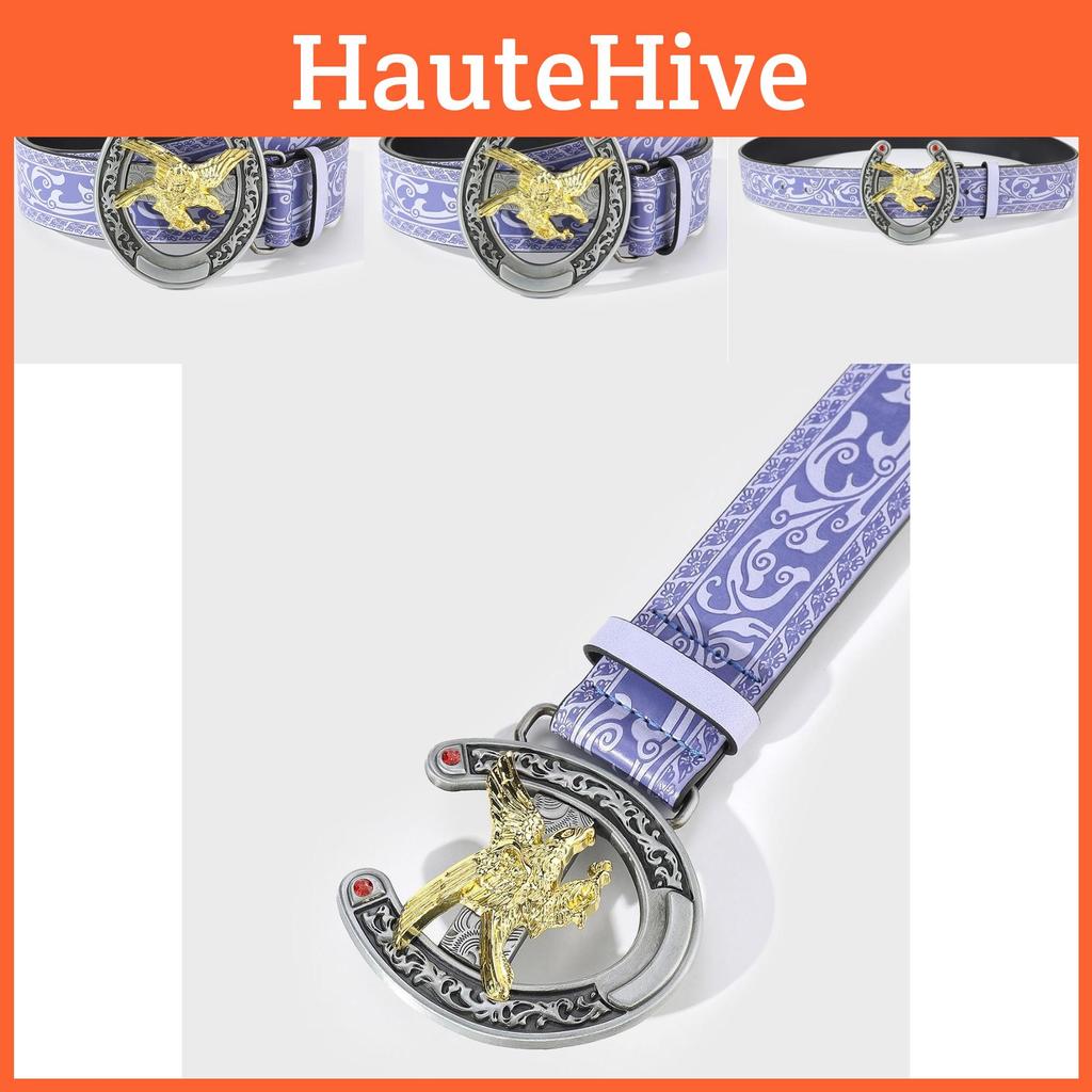 Artistic Eagle Shaped Pu Leather Belt For Men With Ethnic And Vintage Touch