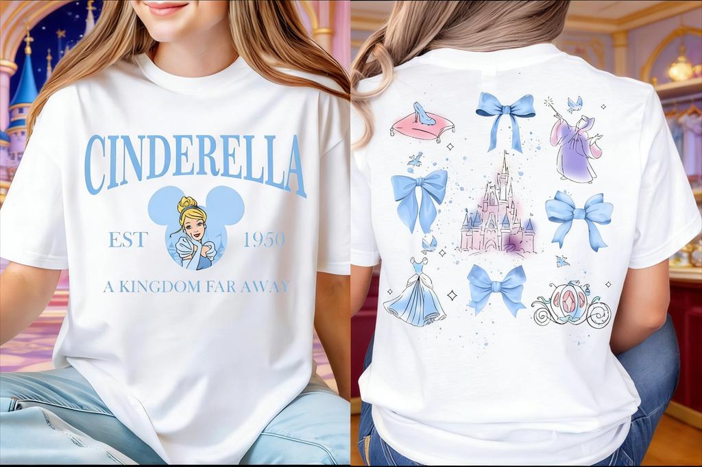 Summer Disney Cinderella Graphic Tshirt Men Women Fashion Cotton Quality Casual Loose Short Sleeve Classic Unisex