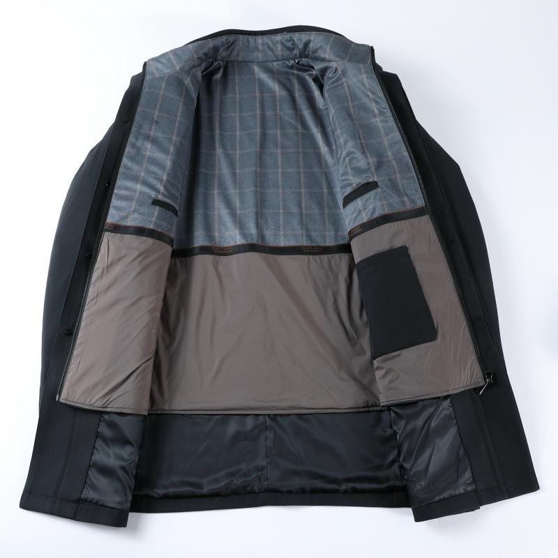 Middle-aged men's windbreaker winter mid-length dad casual cadre coat removable wool liner stand-up collar top