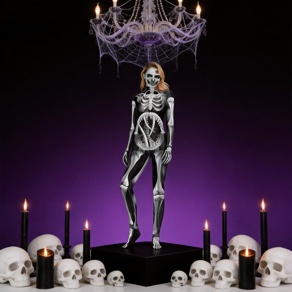 Fantasy Skeleton Adult Cosplay Costume With Polyester For Halloween Party