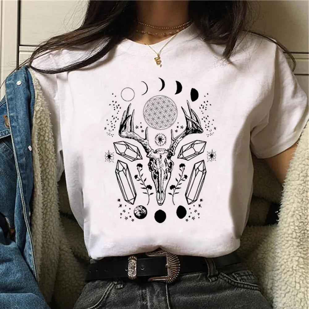 Witch Triple Moon Gothic Sun top women harajuku t-shirts girl graphic harajuku 2000s clothing women's gothic style sleeve shirt