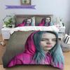 Billie Eilish Pattern Bedding,Quilt Set Quilt Cover Pillowcase Home Birthday Gift (1 * Duvet Cover + 2 * Pillowcase, Without Core)