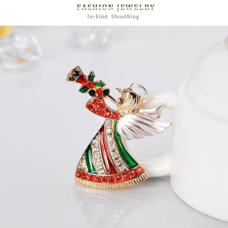 Nuovi Spille Adorabili Cartone Animato Smaltate Angelo Fata Per Donne Carine Colorate Strass Figura Spille Natalizie Regali