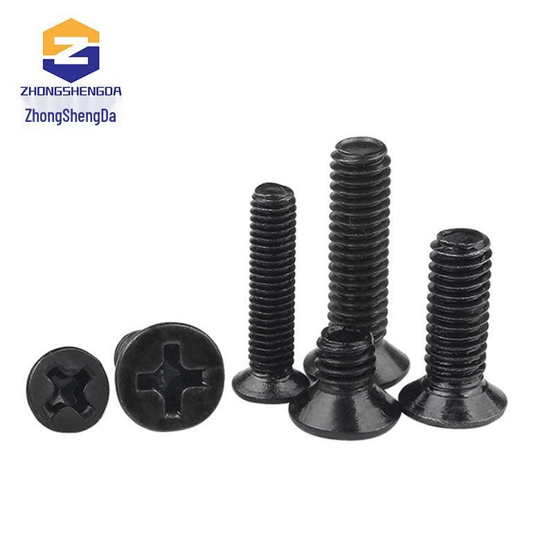 Carbon Steel Black Flat Head Phillips Countersunk Screws - Sizes M1.2, M1.4, M1.6