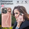 For iPhone 15 Series.for iPhone 15,15 Plus,15 Pro,15 Pro Max Shoulder Strap Rope Ring Bracket Design Card Holder Slots Lichee Pattern Cover Phone Case