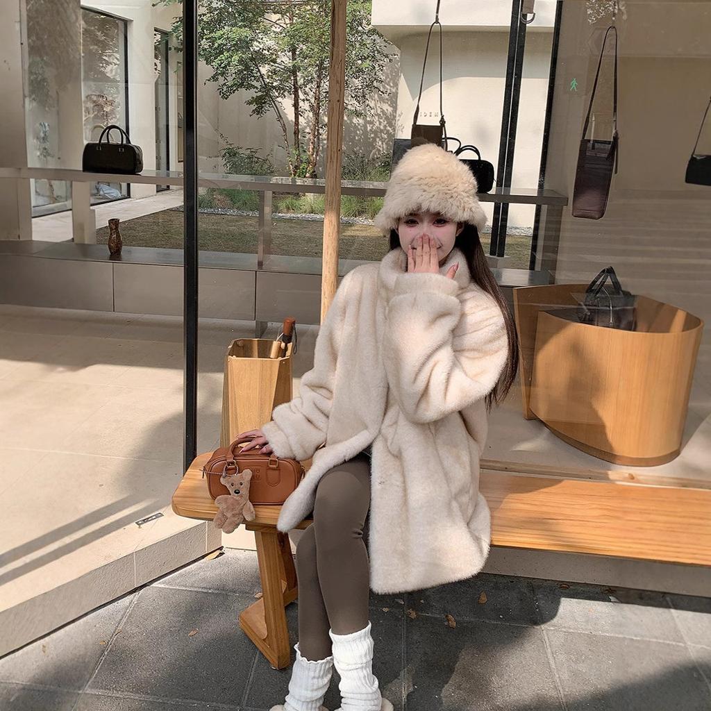 Dongxin imitation mink fur integrated fur jacket environmentally friendly artificial plush coat women's medium length loose and thick