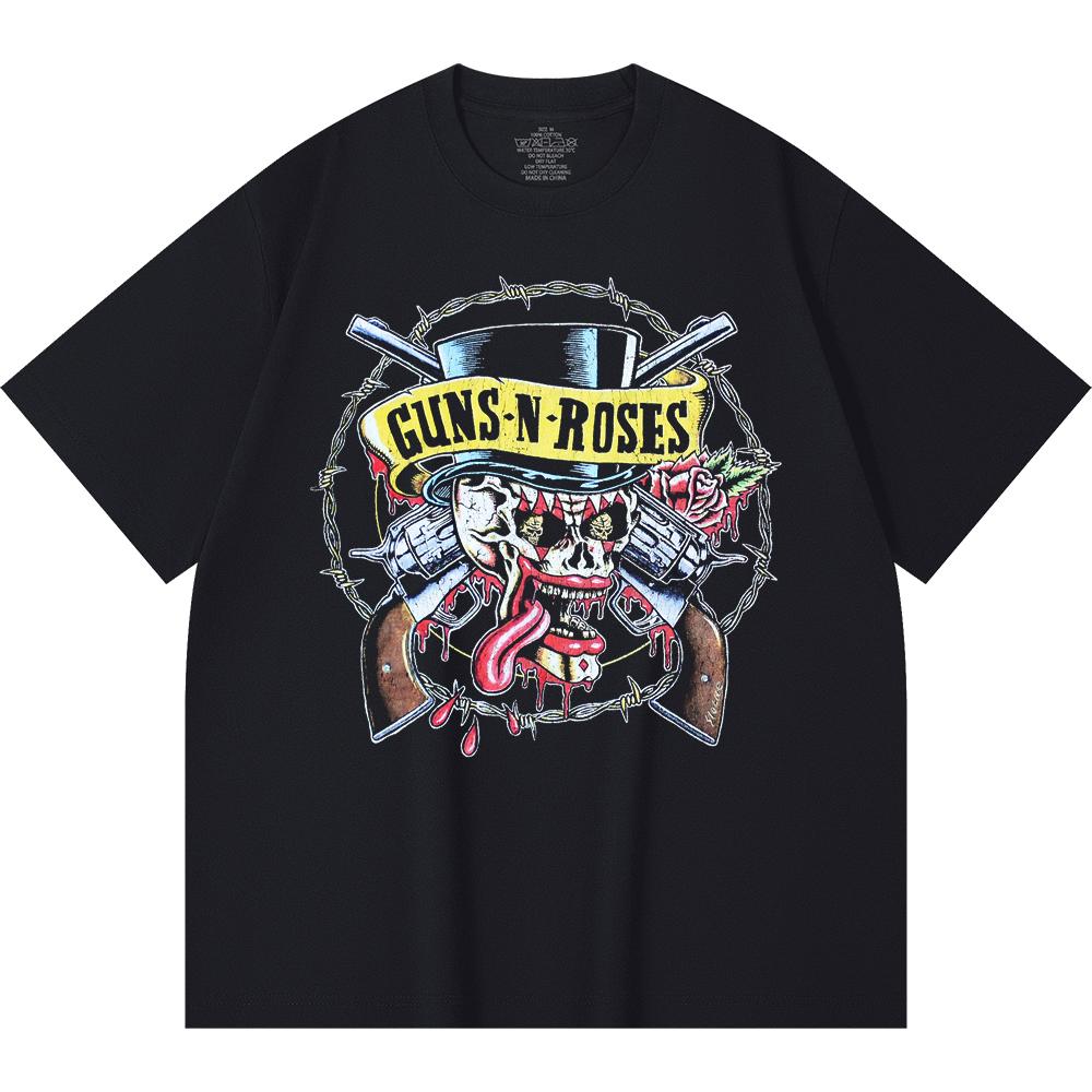 Camiseta de Algodón Pesado 100% 230 Gsm Camiseta de Algodón Pesado Unisex con Estampado de Banda de Rock Música Popular